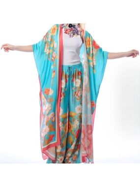 Aratta Turquoise Floral kimono
